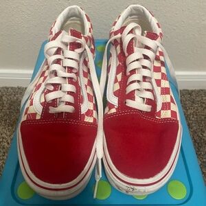 Vans Kids Red and White Checkerboard Low-Top Sneakers